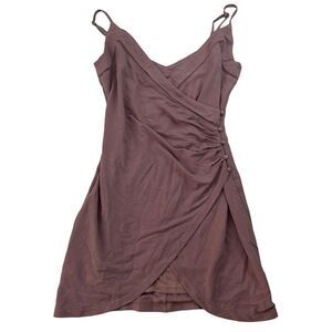 NWT Listicle Pink Wrap Front Mini Dress Size M Ruched Buttons Adjustable Straps